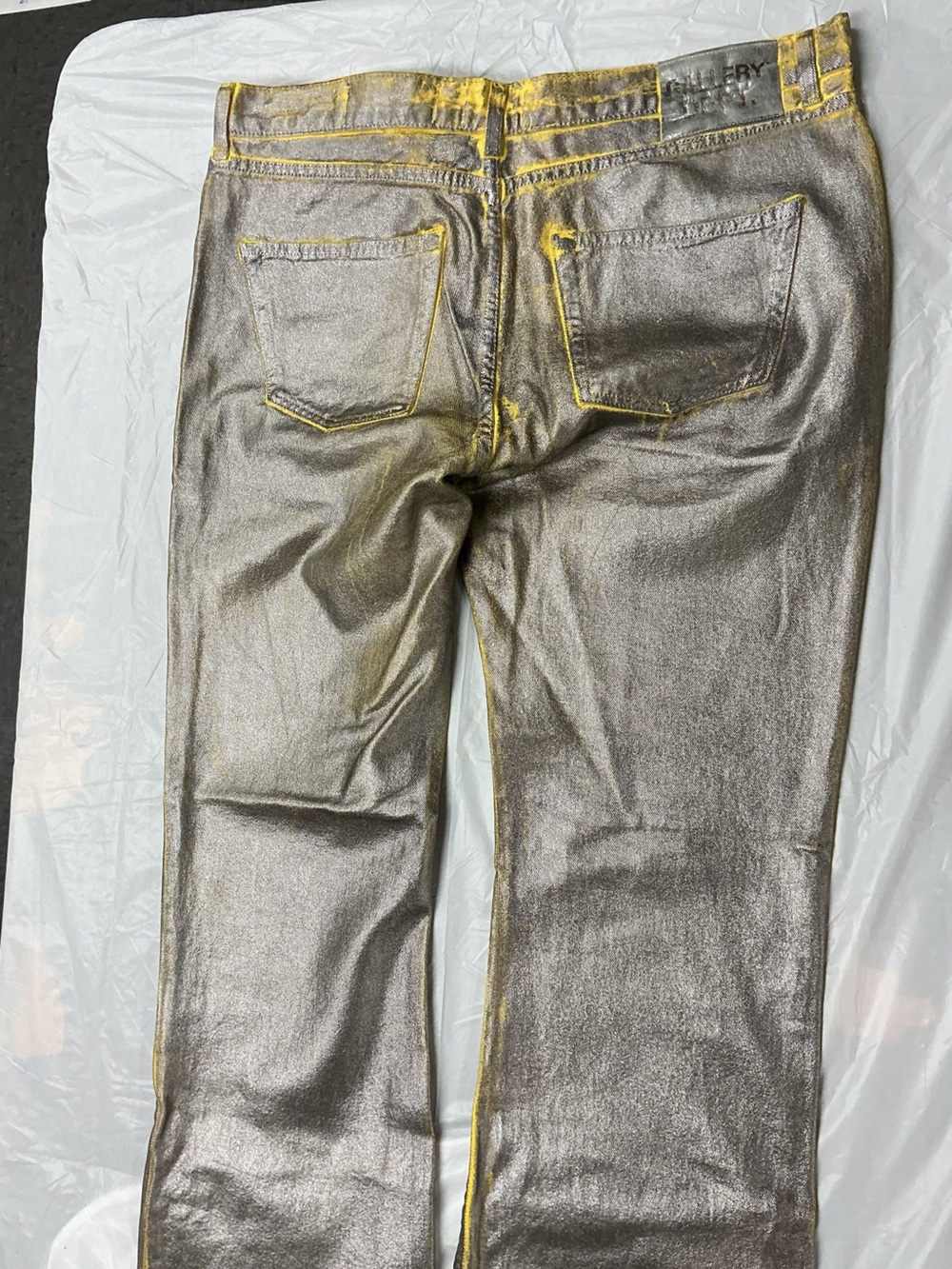 Gallery Dept Metallic Silver Straight Pants with Gold Accents